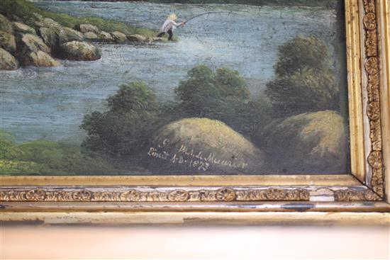 Lieutenant General William Le Mesurier (19th century), oil on canvas, Home Chase with the lovers leap on the river Dart, Devonshire